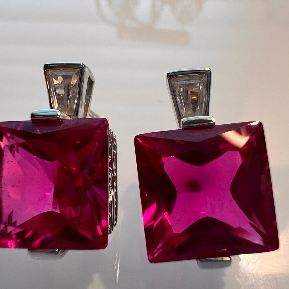 Elegant Silver and Pink Gemstone Earrings